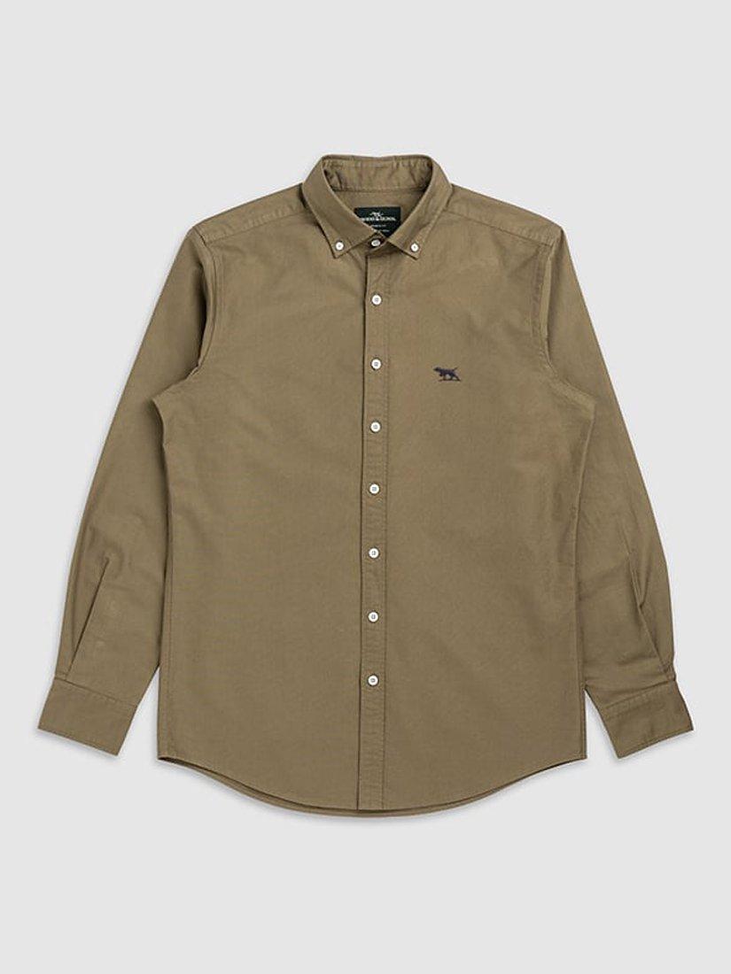 Product image 4 of 5, which shows Rodd & Gunn Gunn Oxford Cotton Slim Fit Long Sleeve Shirt, Olive, XS