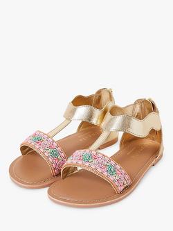 Accessorize Kids' Beaded Sandals, Multi - view 2, 