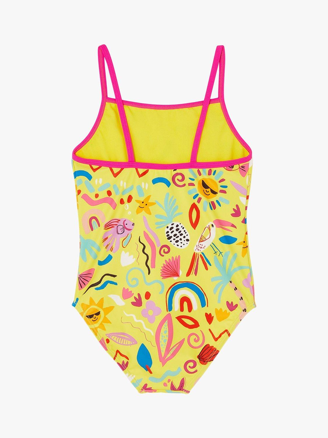 Product image 3 of 4, which shows Angels by Accessorize Kids' Sunshine Print Swimsuit, Yellow/Multi, 5-6 years