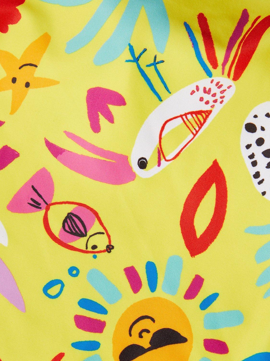 Product image 4 of 4, which shows Angels by Accessorize Kids' Sunshine Print Swimsuit, Yellow/Multi, 5-6 years