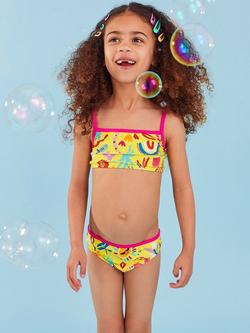 Angels by Accessorize Kids' Sunshine Print Bikini, Yellow/Multi, Yellow/Multi