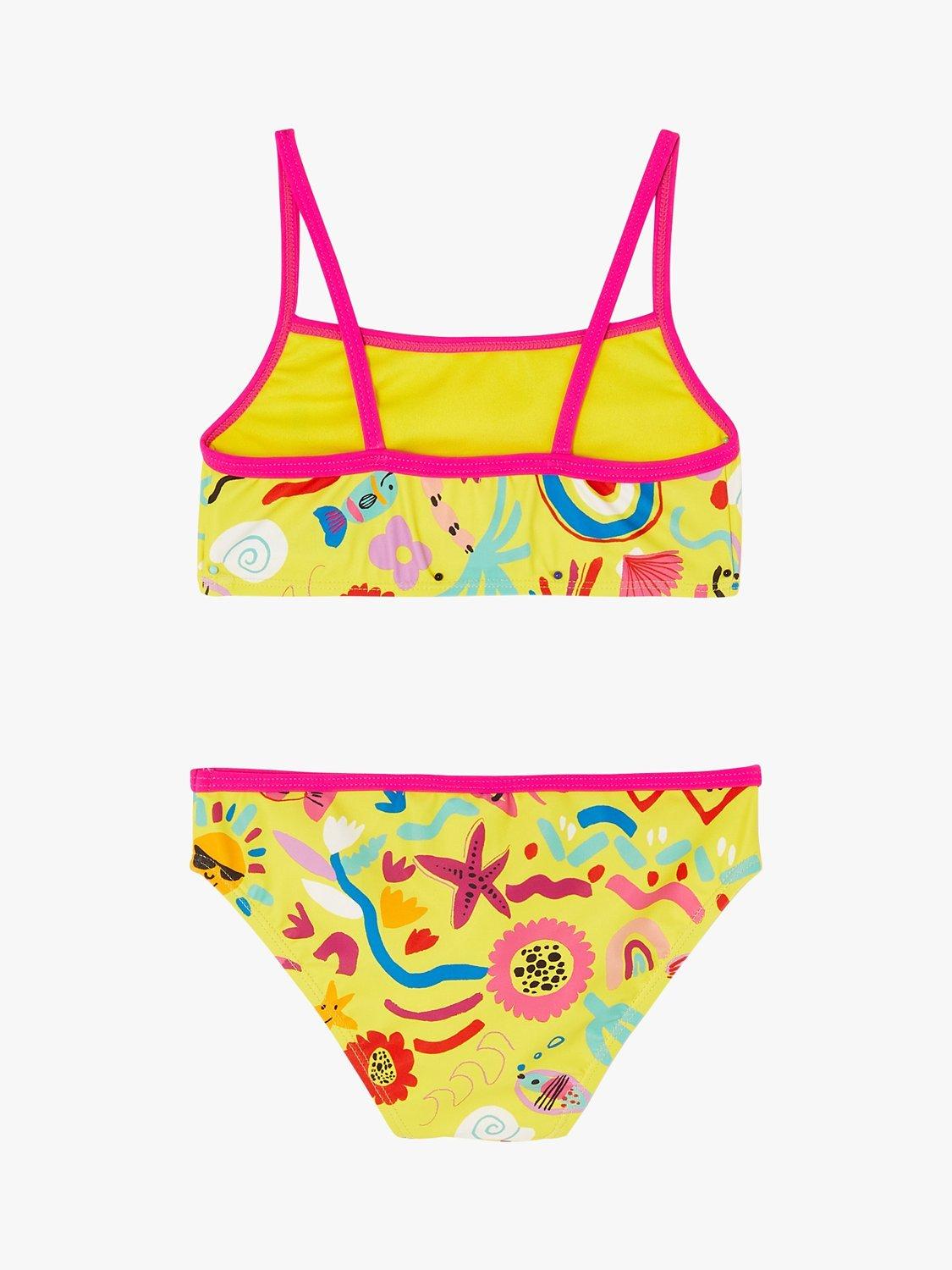Product image 3 of 4, which shows Angels by Accessorize Kids' Sunshine Print Bikini, Yellow/Multi, 5-6 years