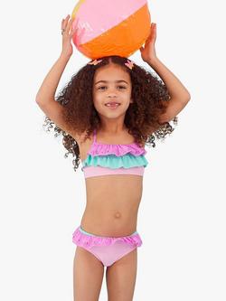 Angels by Accessorize Kids' Laser Cut Ruffle Detail Bikini, Multi, Multi