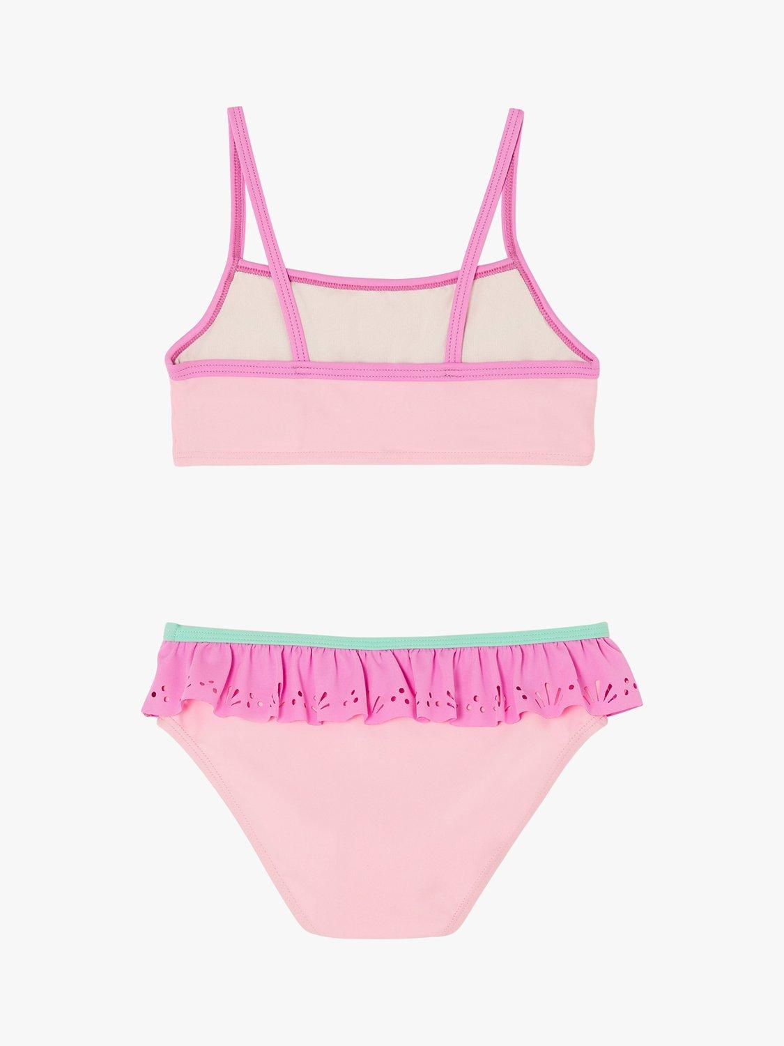 Product image 3 of 4, which shows Angels by Accessorize Kids' Laser Cut Ruffle Detail Bikini, Multi, 3-4 years
