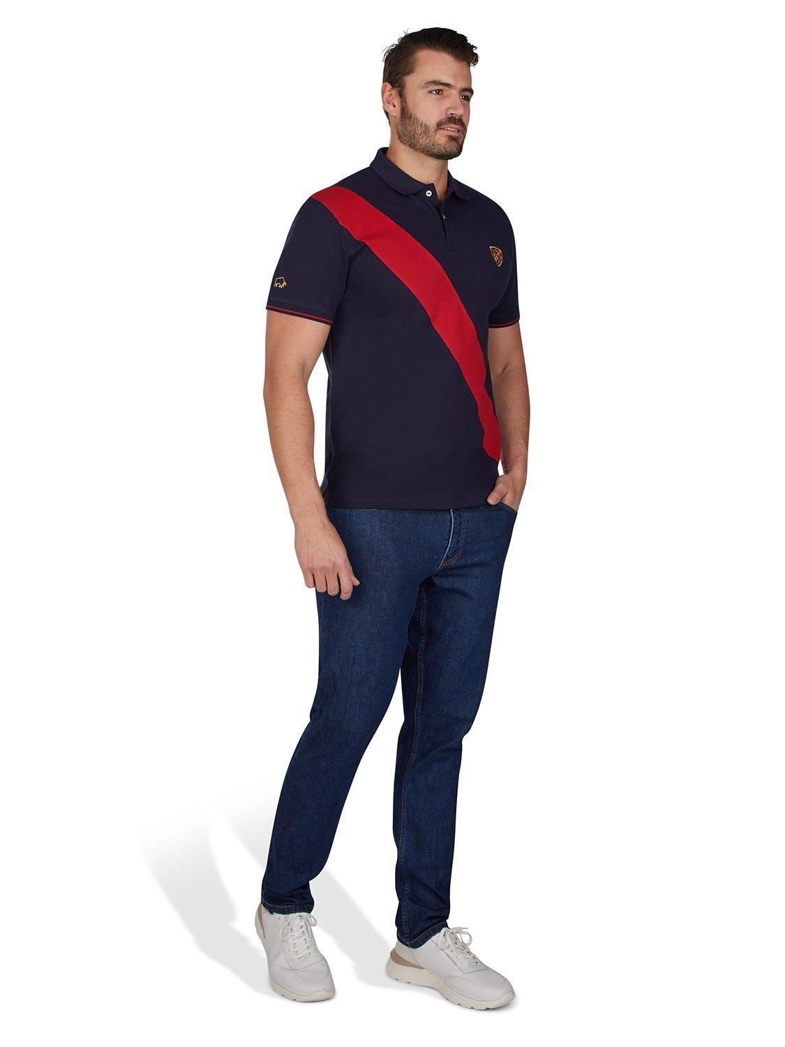 Raging Bull Diagonal Stripe Pique Polo Shirt, Navy/Multi