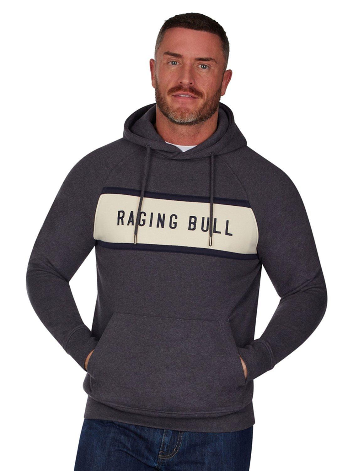 Raging Bull Contrast Panel Overhead Hoodie, Charcoal