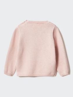 Mango Baby May Knitted Pocket Detail Jumper, Pink - view 2, Pink