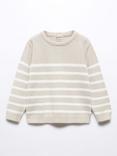 Mango Baby Samy Cotton Knit Stripe Jumper, Light Pastel Grey