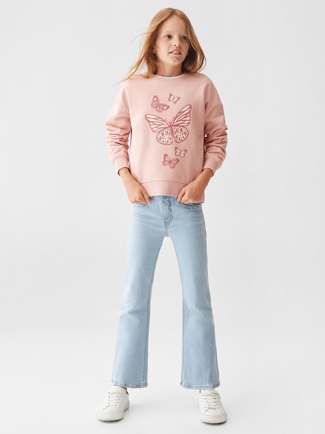 Product image 2 of 7, which shows Mango Kids' Dublini Butterfly Print Sweatshirt, Pink, 5-6 years