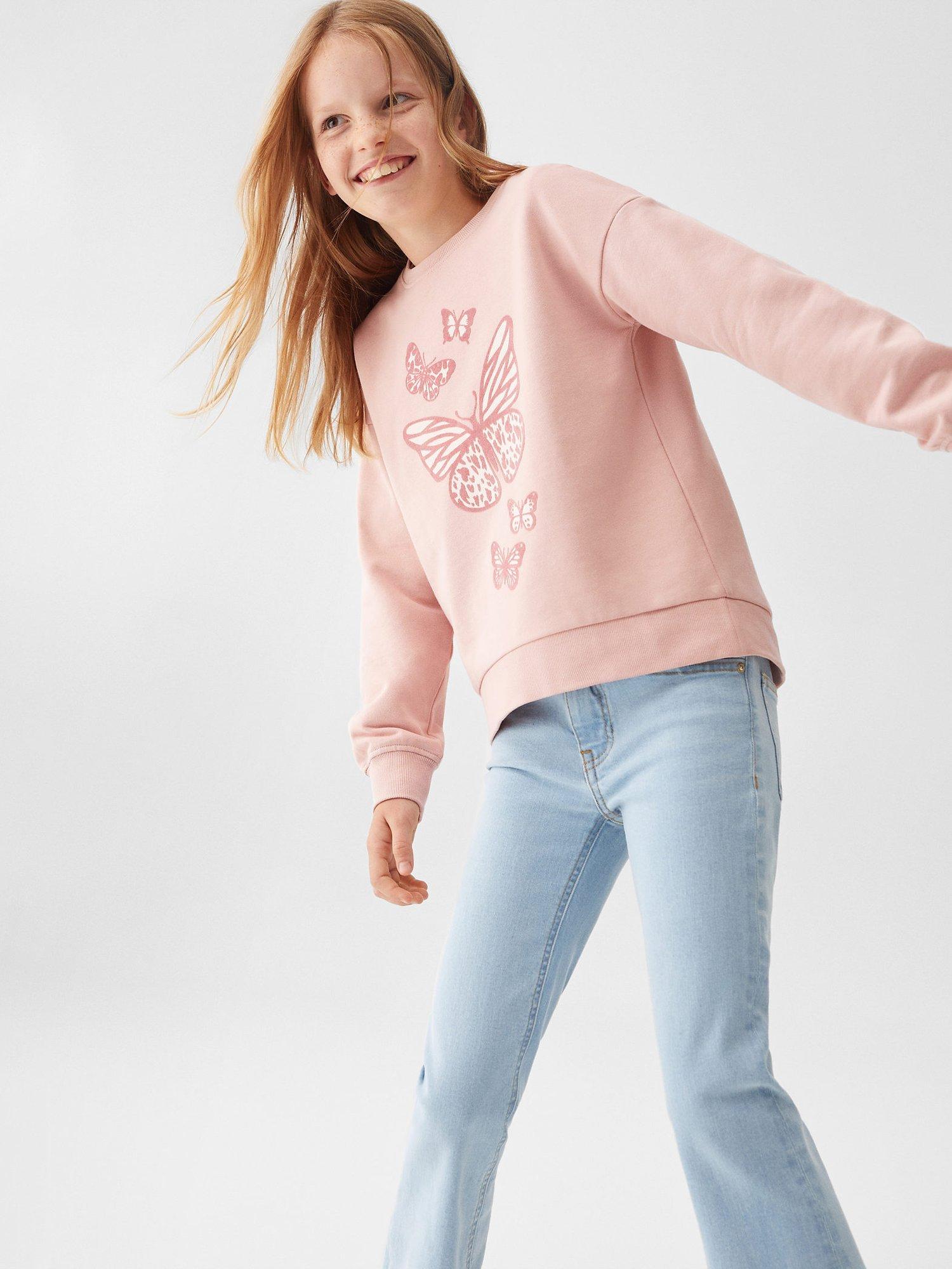 Product image 6 of 7, which shows Mango Kids' Dublini Butterfly Print Sweatshirt, Pink, 5-6 years