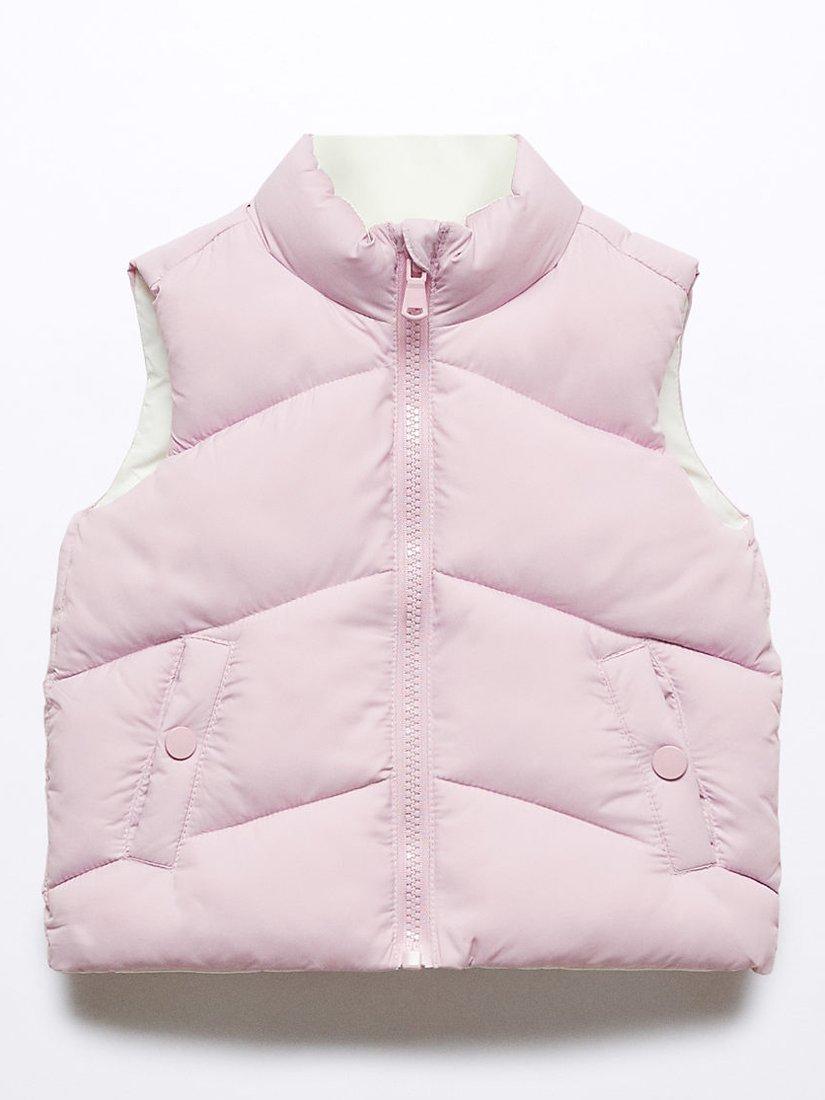 Mango Baby Lia Reversible Quilted Gilet, Pink