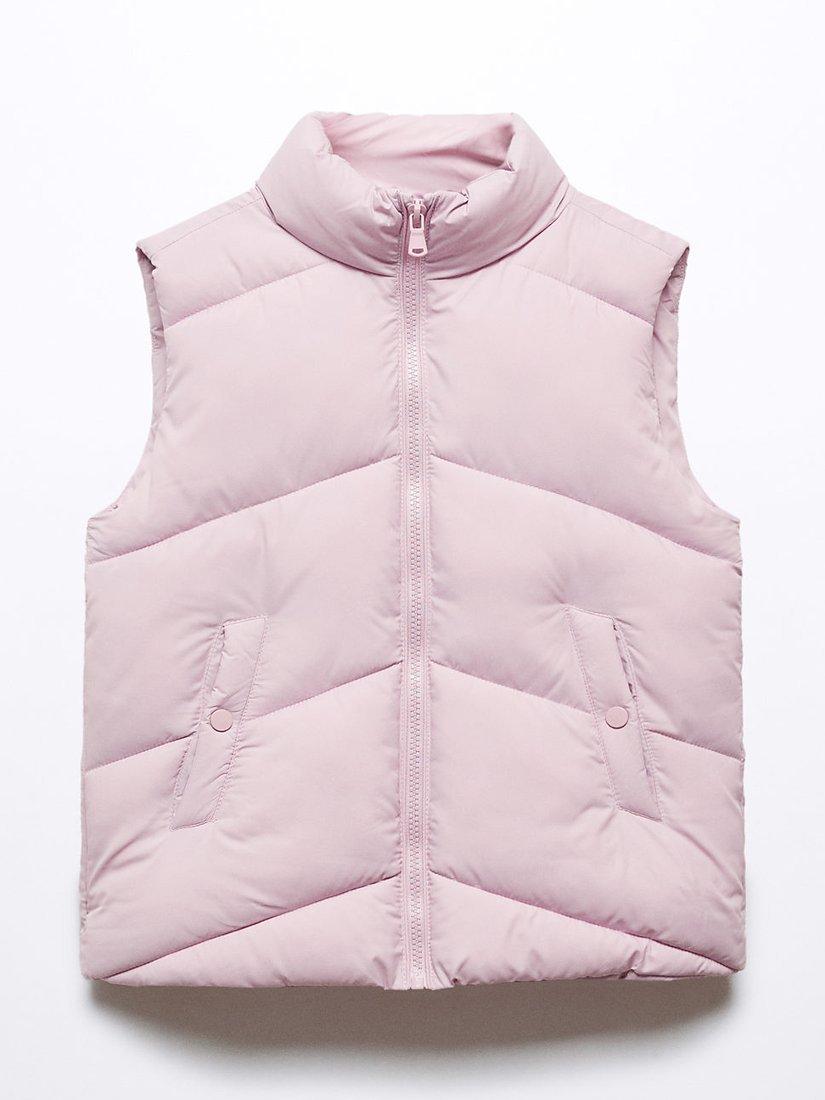 Mango Kids' Lia Quilted Gilet, Pink