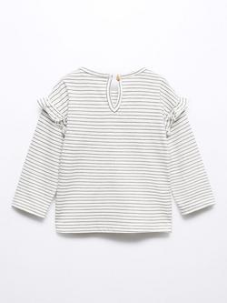 Mango Baby Garbi Striped Ruffle Long Sleeve T-Shirt - view 2, Charcoal