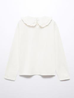 Mango Kids' Bobo Cotton Babydoll Collar T-Shirt - view 2, Natural White