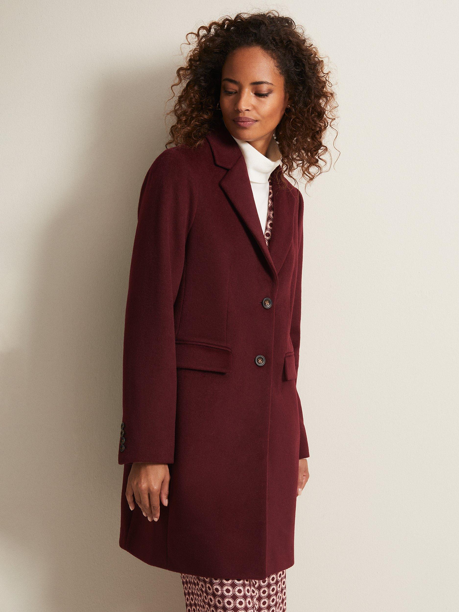 Phase Eight Lydia Wool Blend Coat Dark Red