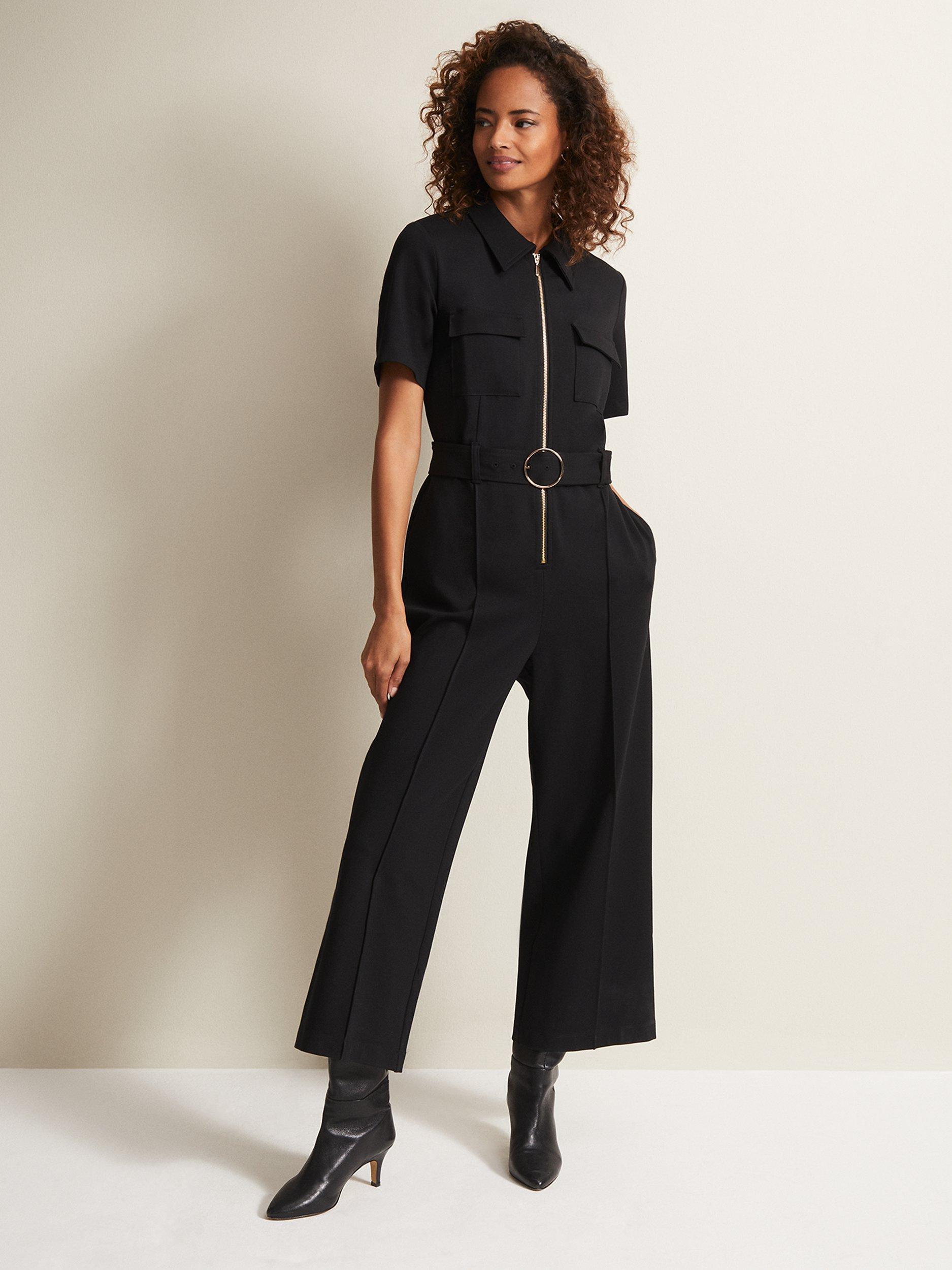 Phase Eight Polly Belted Jumpsuit, Black