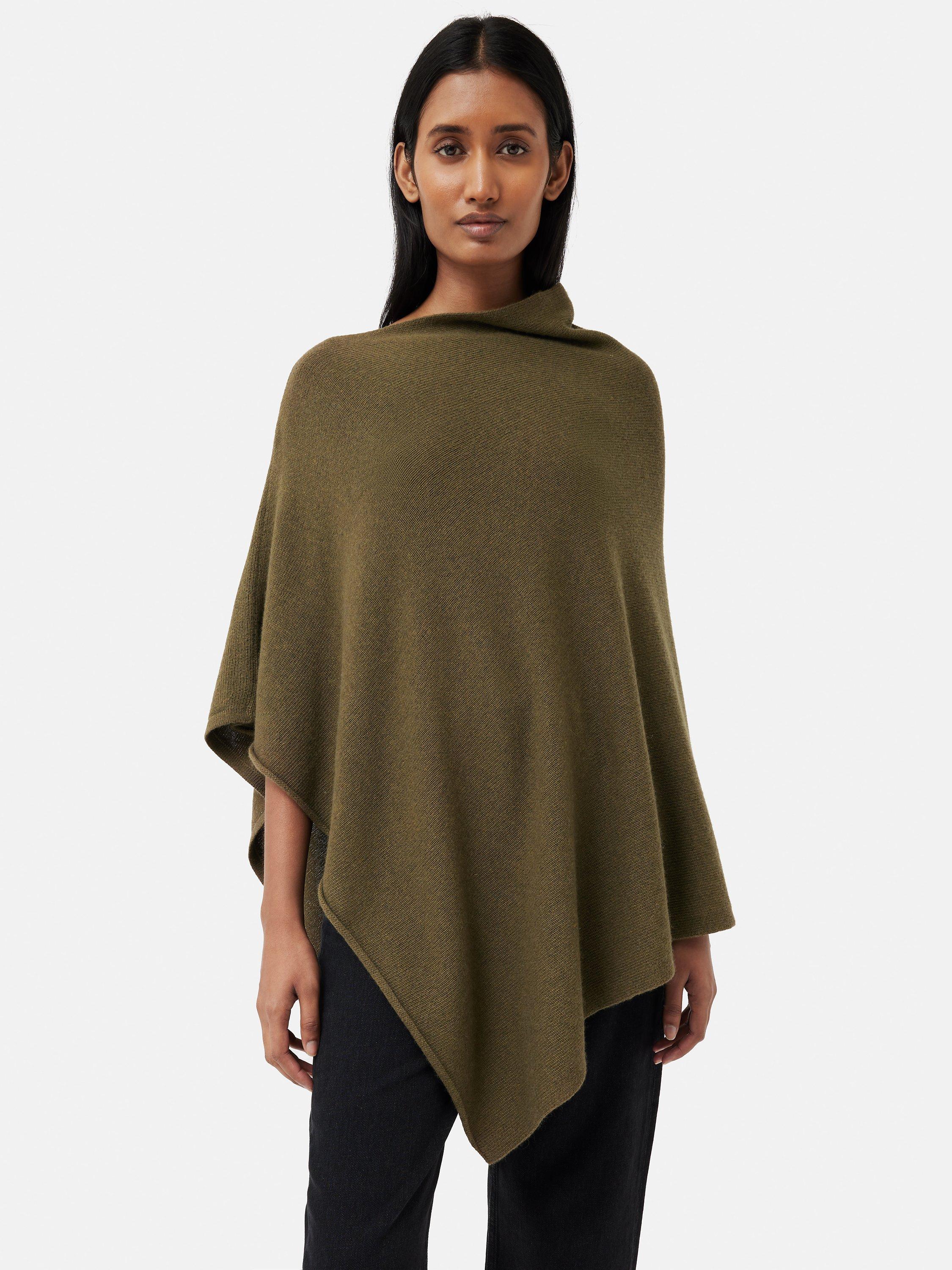 Jigsaw Wool Cashmere Blend Poncho, Green, One Size