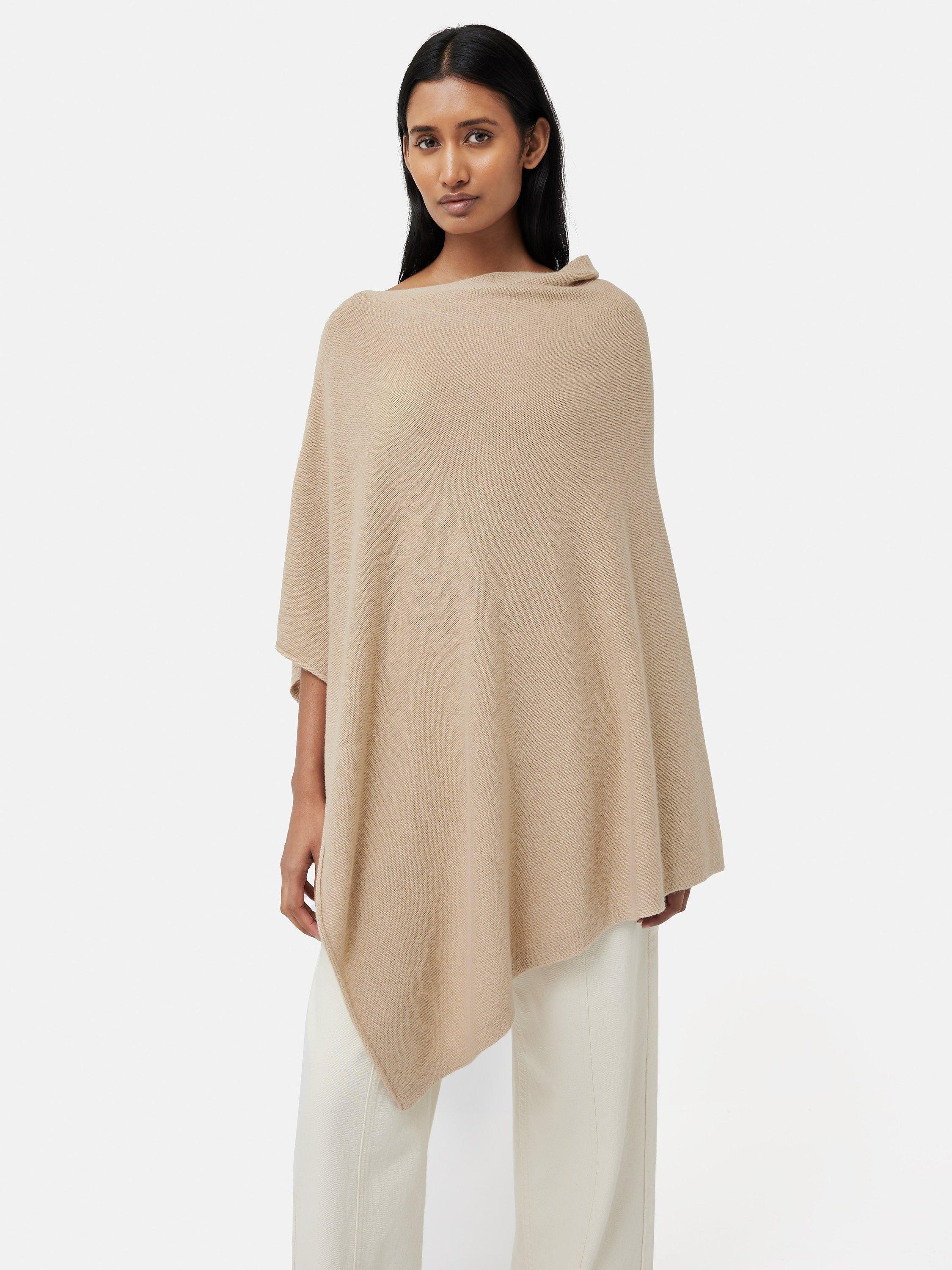 Jigsaw Wool Cashmere Blend Poncho, Beige, One Size