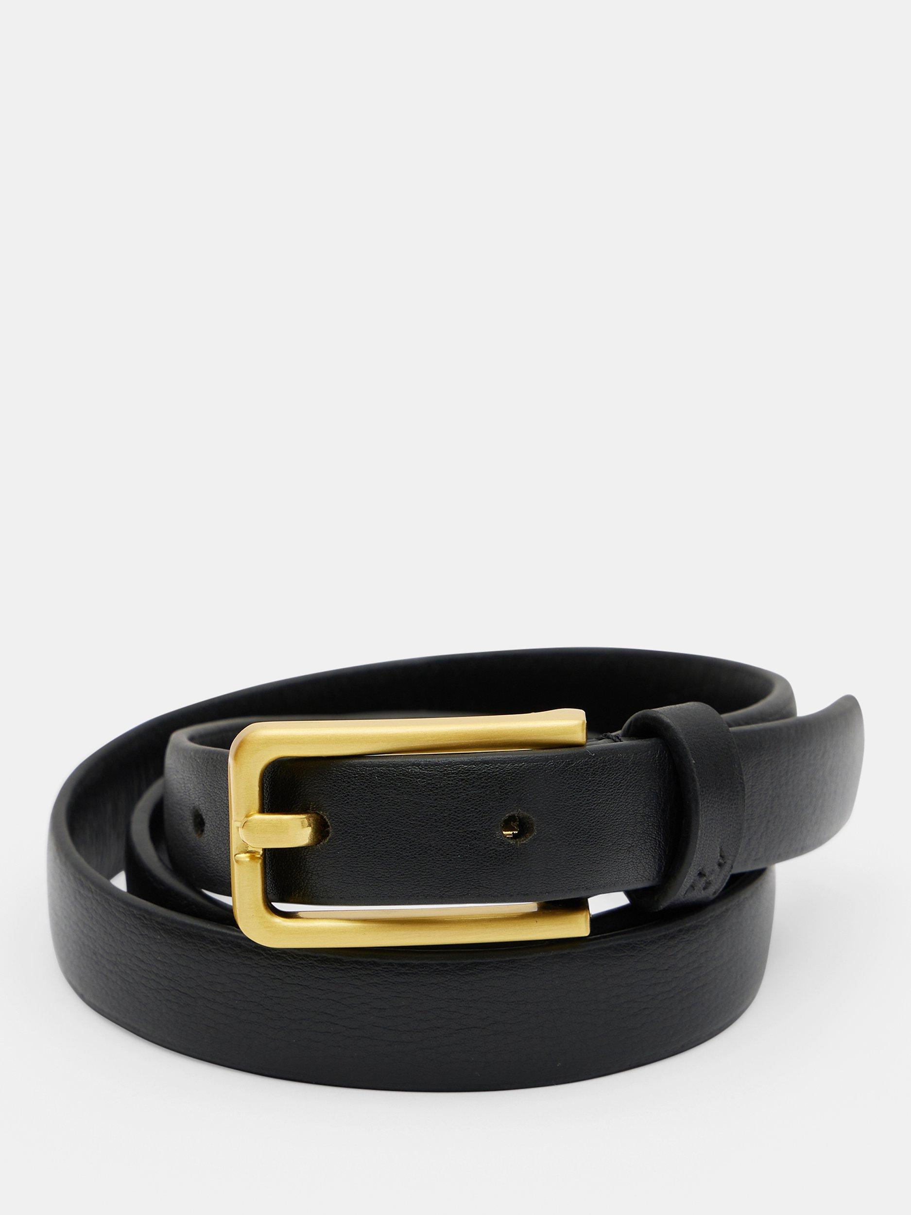 HUSH Priyanka Leather Jeans Belt, Black/Gold