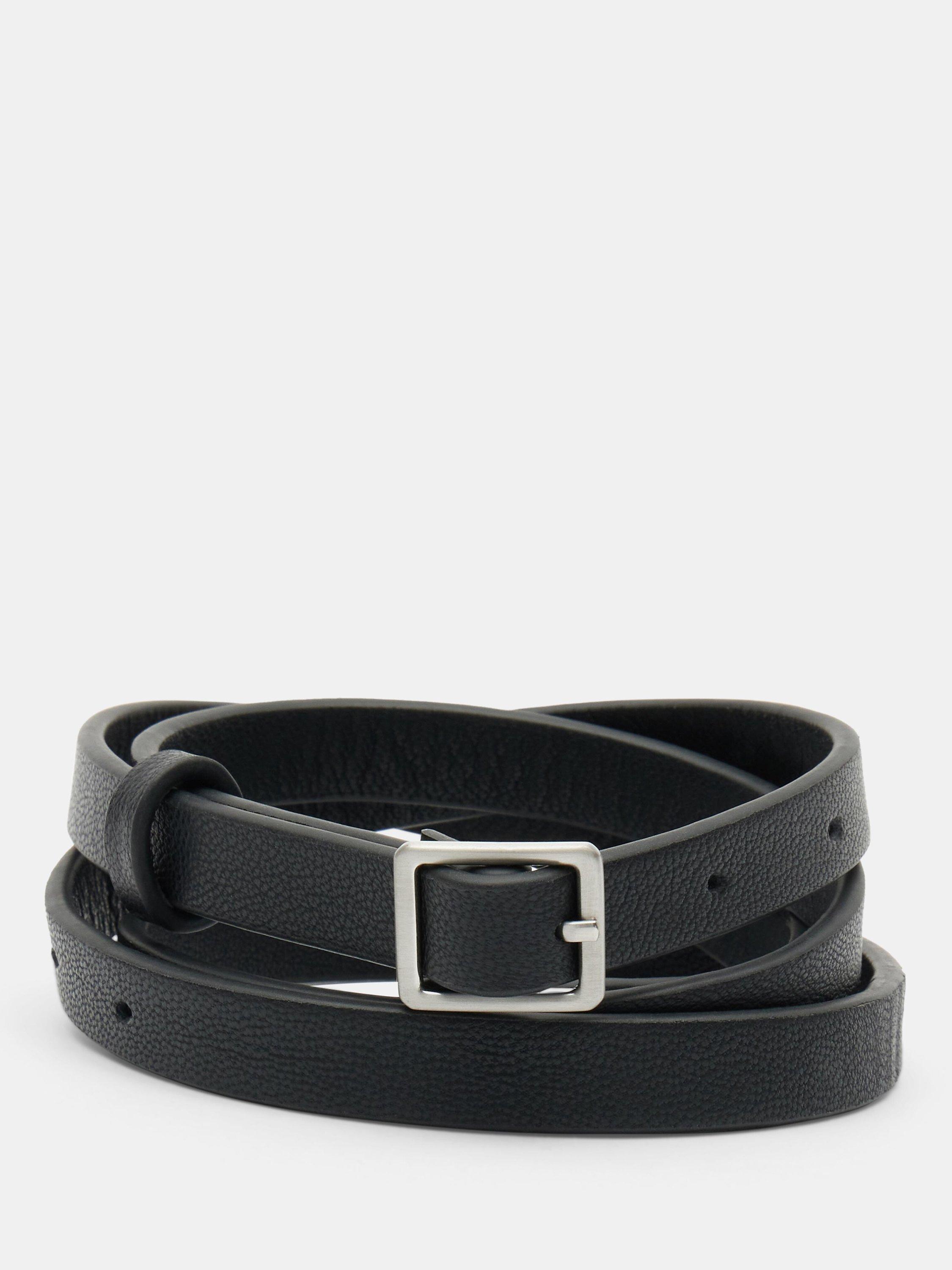 HUSH Adriana Super Skinny Leather Belt, Black