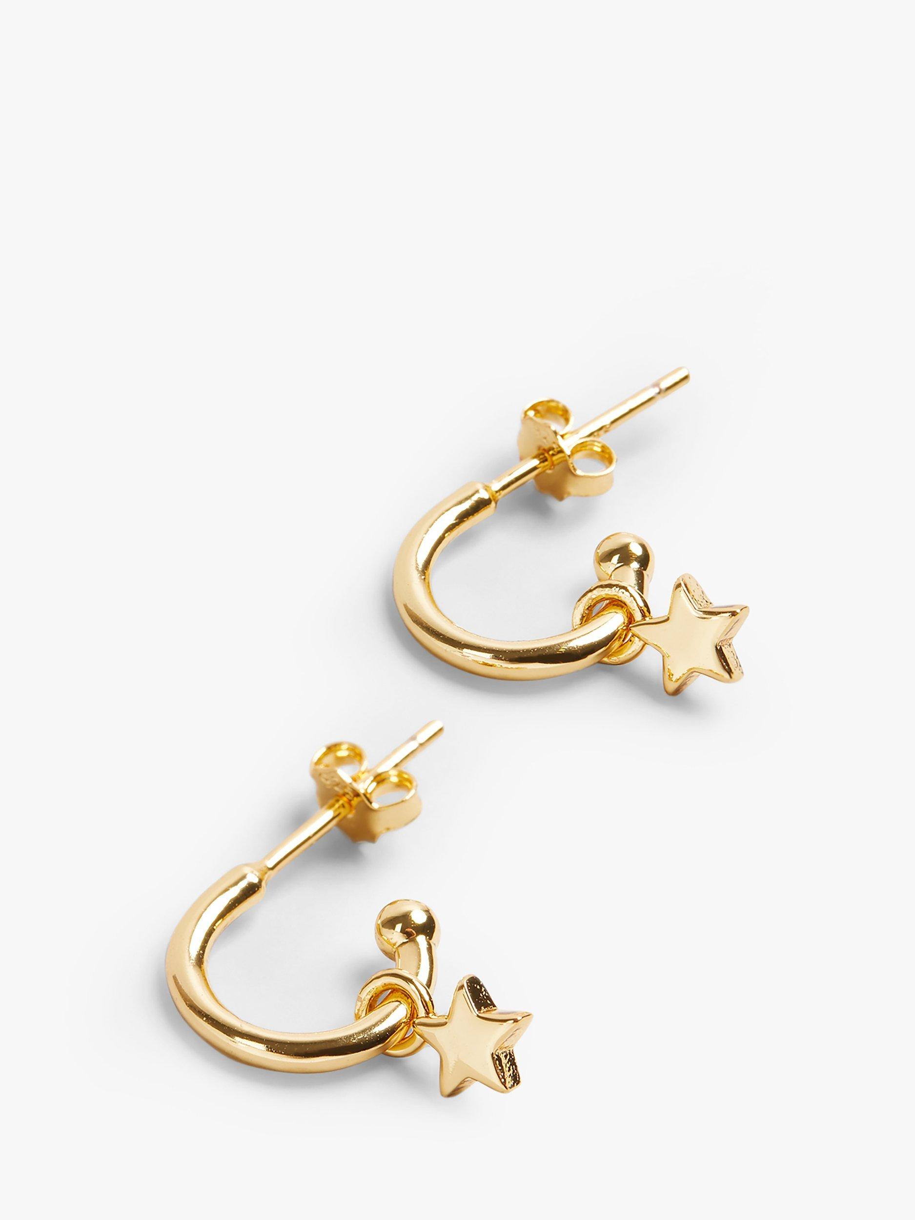 Product image 3 of 4, which shows HUSH Star Drop Huggie Hoop Earrings, Gold, One Size