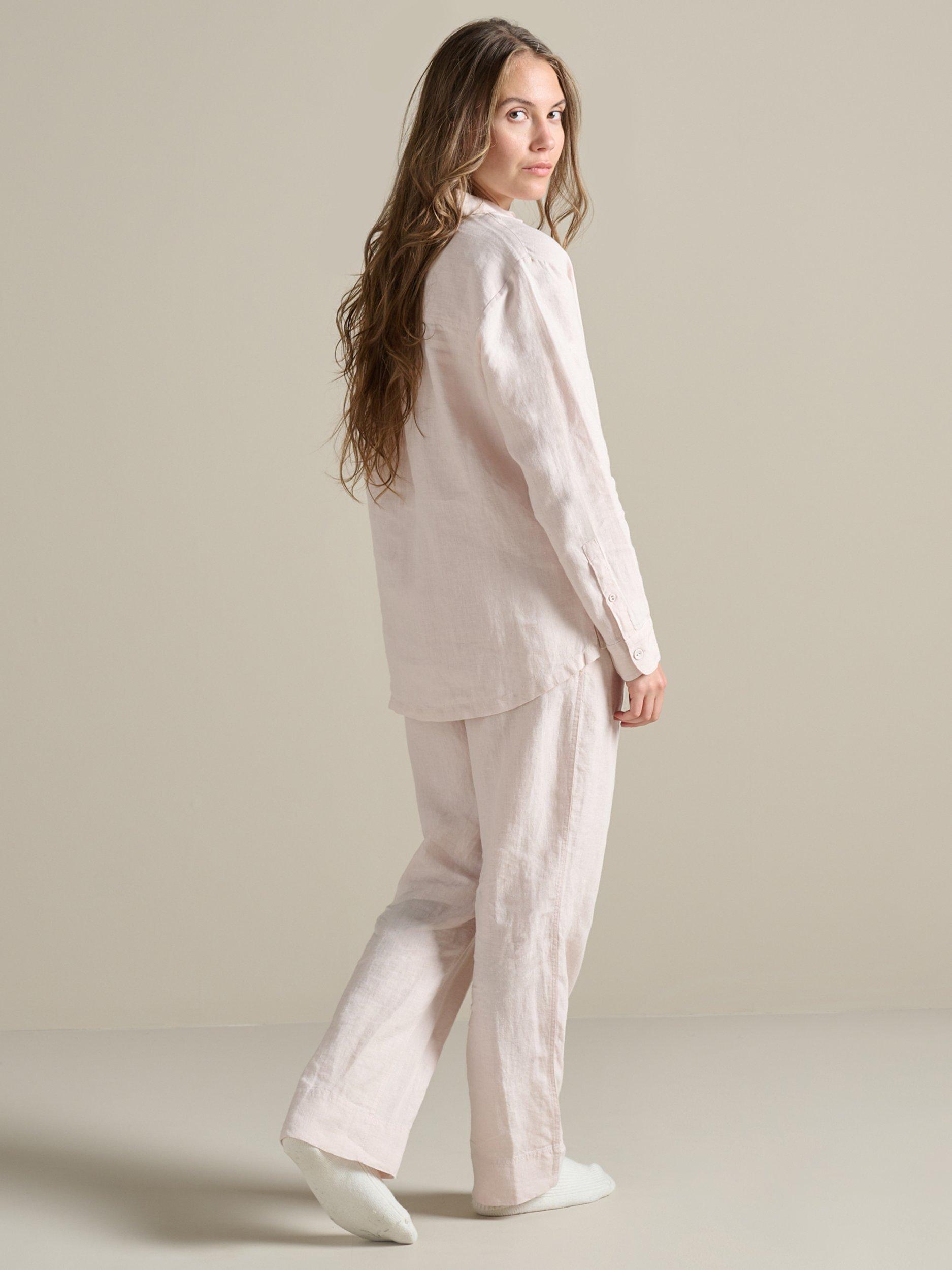 Product image 3 of 4, which shows Bedfolk 100% Linen Women’s Pyjama Set, Rose, XS