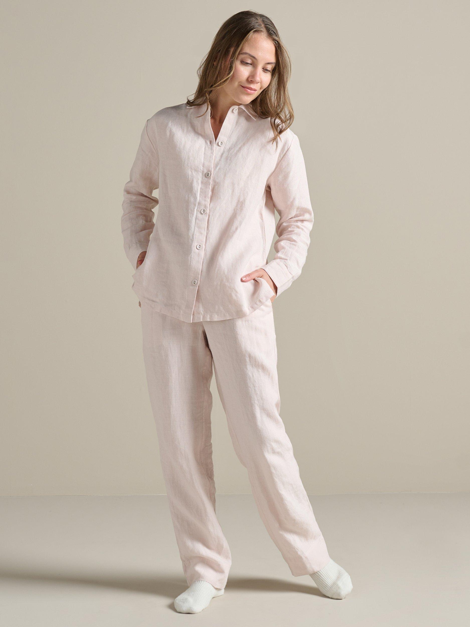 Product image 4 of 4, which shows Bedfolk 100% Linen Women’s Pyjama Set, Rose, XS