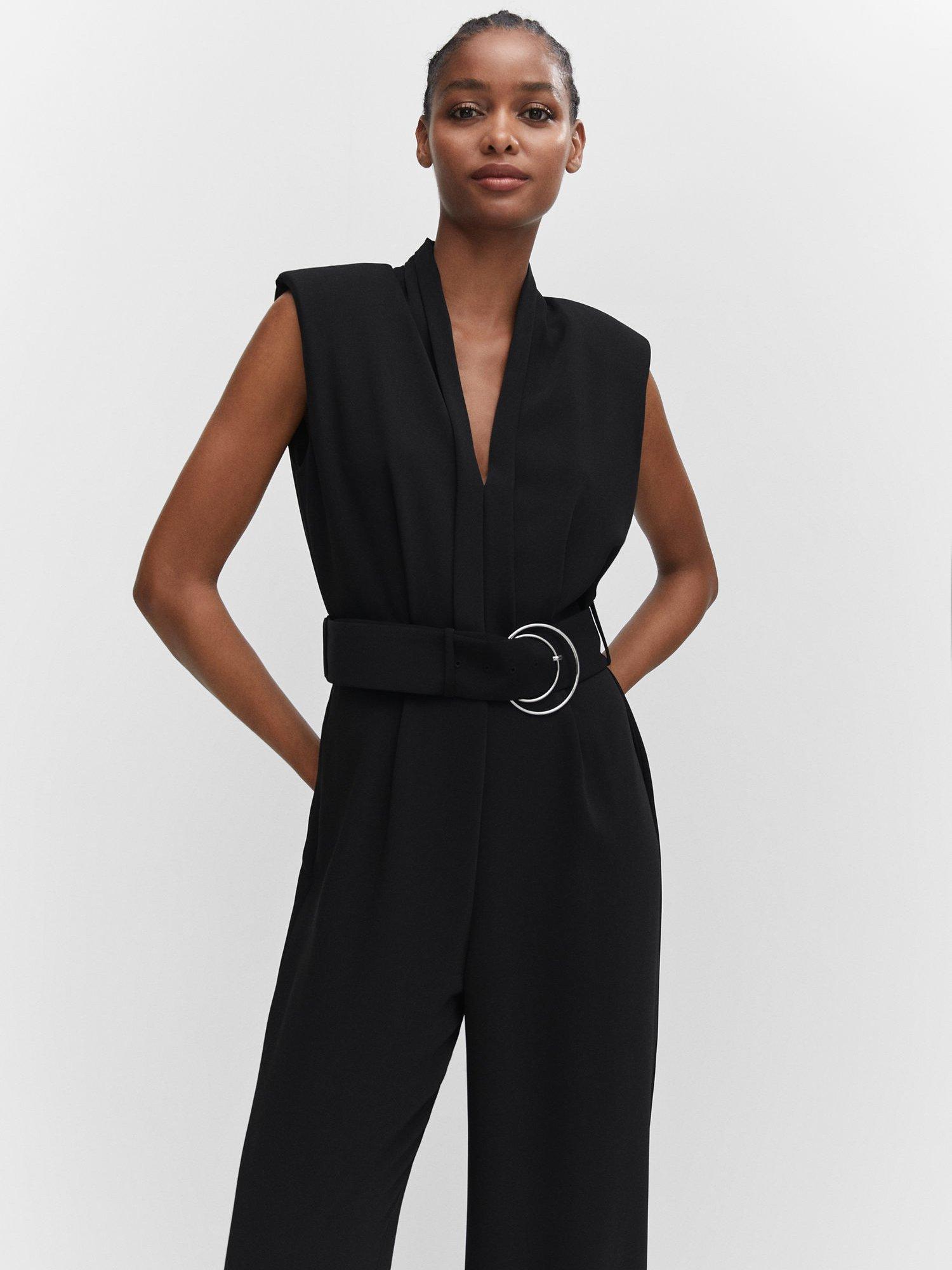 Mango Atena Straight Leg Jumpsuit, Black