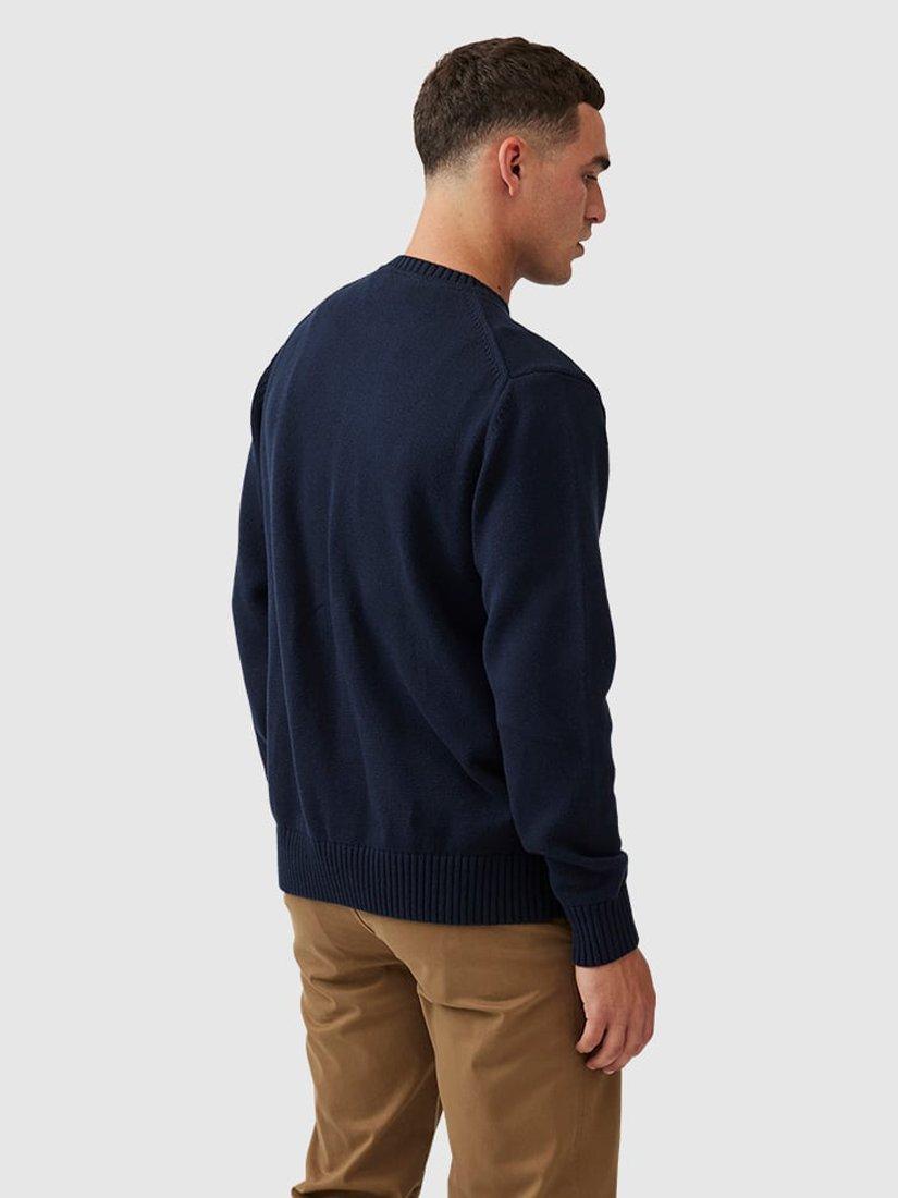 Product image 3 of 5, which shows Rodd & Gunn Gunn Cotton Crew Neck Knitted Jumper, Sapphire, XS