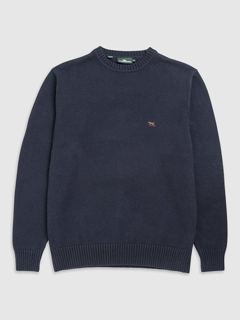 Product image 4 of 5, which shows Rodd & Gunn Gunn Cotton Crew Neck Knitted Jumper, Sapphire, XS