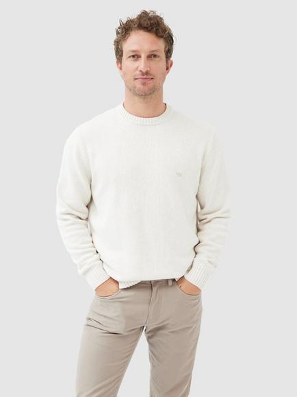 Rodd & Gunn Gunn Knitted Cotton Crew Neck Jumper, Natural