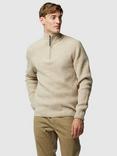 Rodd & Gunn Robbies Road Lambswool Quarter Zip Neck Jumper, Sand