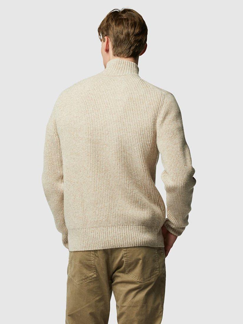 Product image 3 of 5, which shows Rodd & Gunn Robbies Road Lambswool Quarter Zip Neck Jumper, Sand, XS