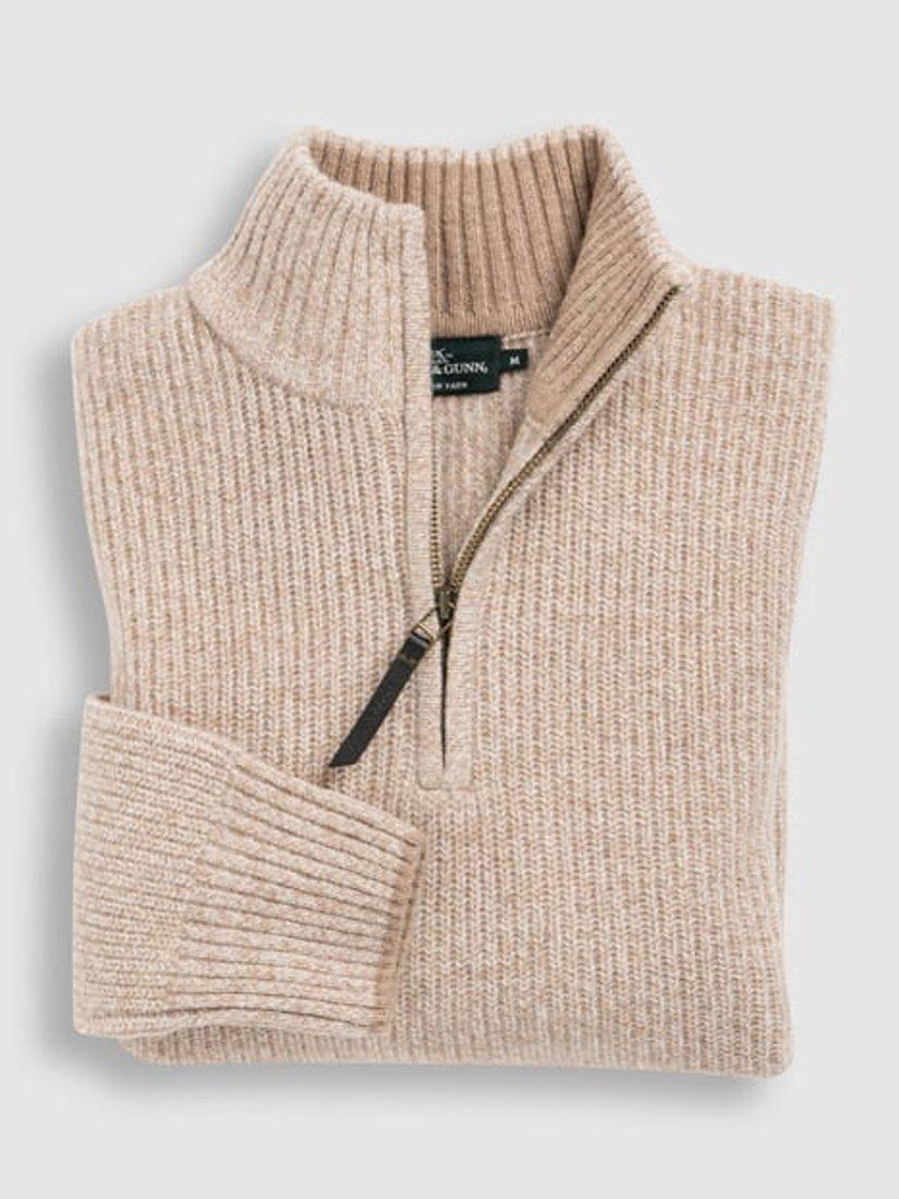 Product image 4 of 5, which shows Rodd & Gunn Robbies Road Lambswool Quarter Zip Neck Jumper, Sand, XS