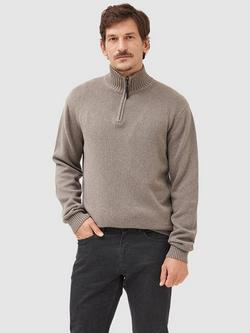 Rodd & Gunn Merrick Bay Knitted Cotton Quarter Zip Neck Jumper, Almond