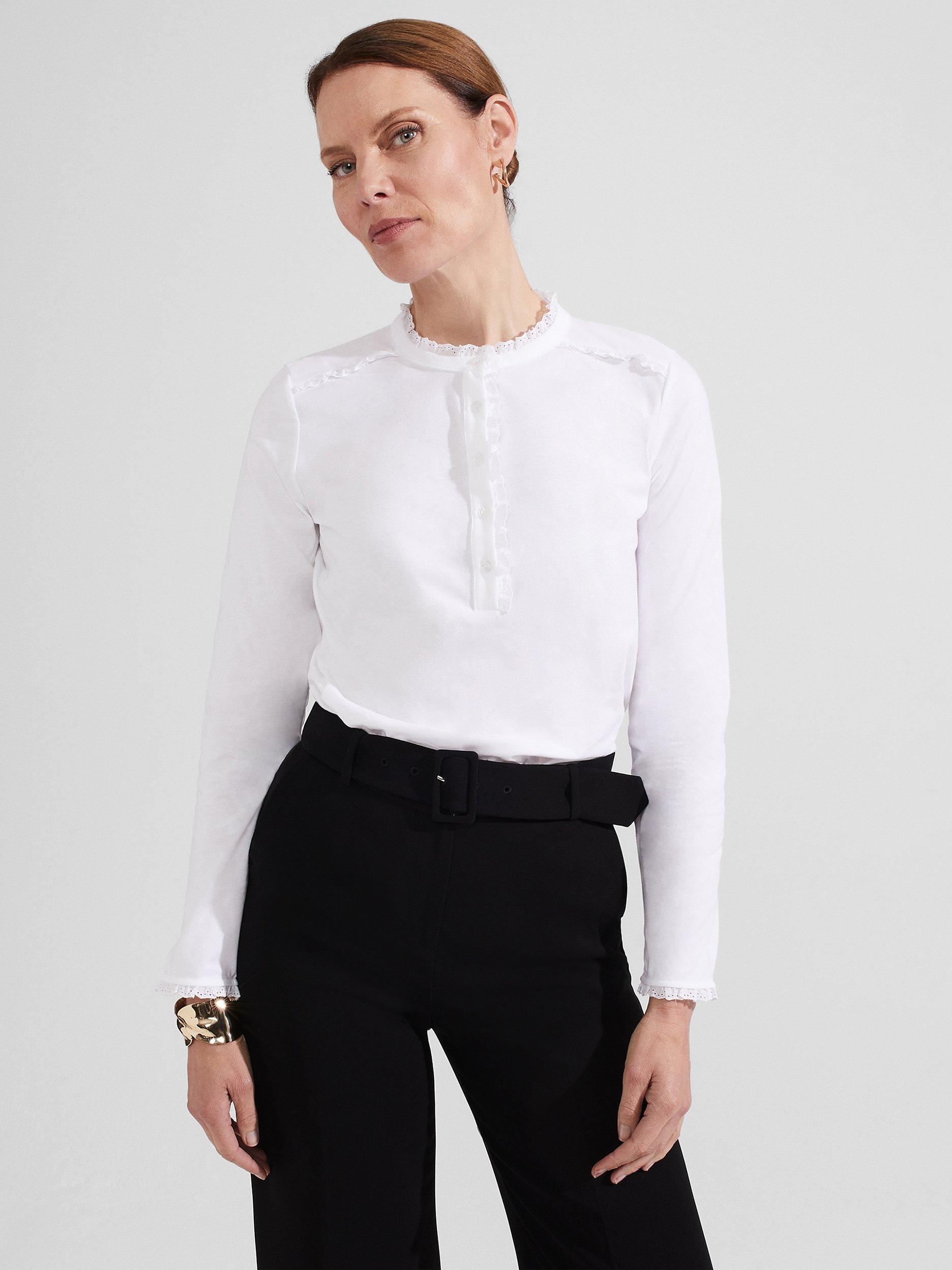 Hobbs Lilah Frill Trim Top, White