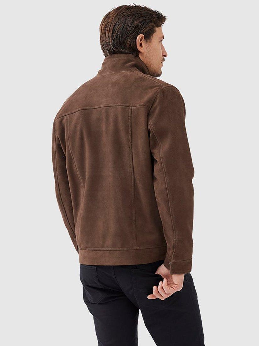 Product image 2 of 5, which shows Rodd & Gunn Glen Massey Premium Suede Leather Jacket, Taupe, S