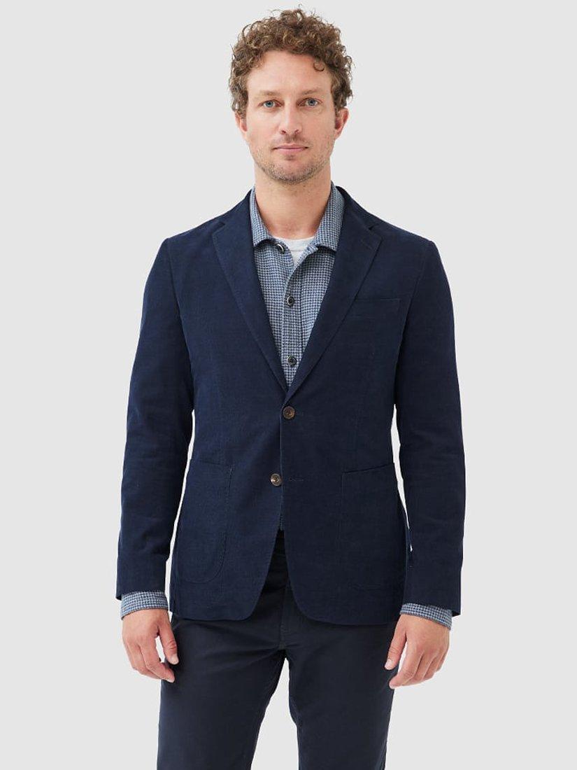 Product image 1 of 5, which shows Rodd & Gunn Saint Bathans Cotton Corduroy Slim Fit Blazer, Navy, XS