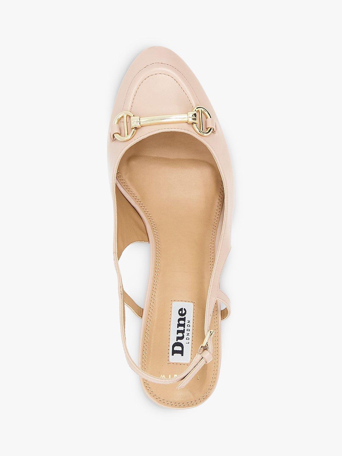 Product image 2 of 5, which shows Dune Wide Fit Cassie Leather Slingback Court Shoes, Nude, 3