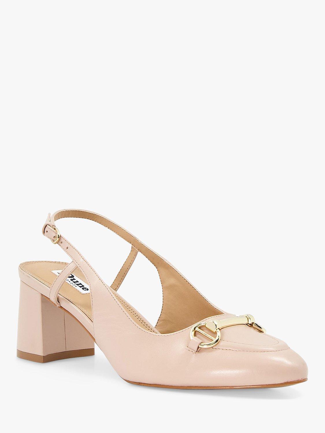 Product image 5 of 5, which shows Dune Wide Fit Cassie Leather Slingback Court Shoes, Nude, 3