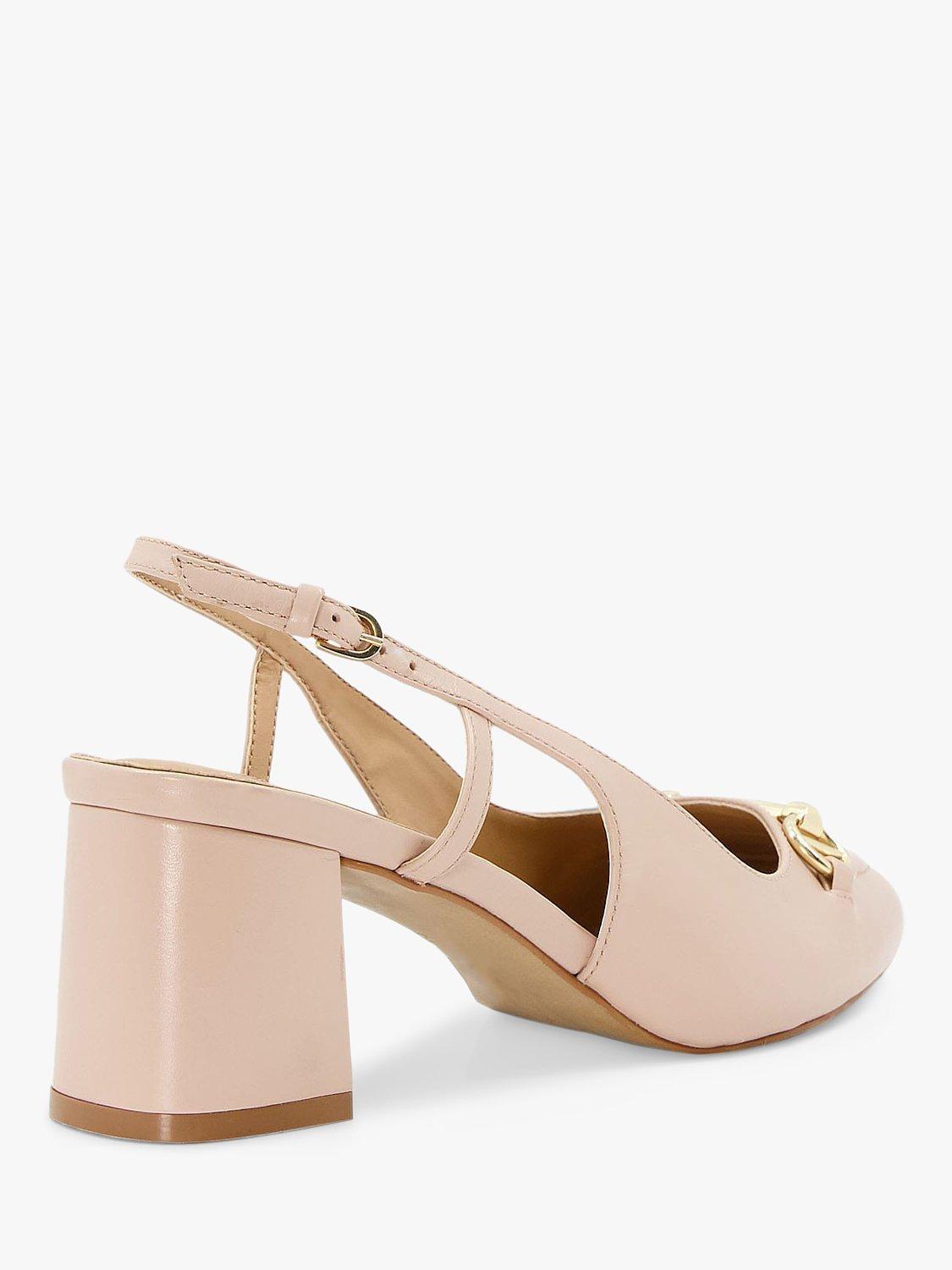 Product image 3 of 5, which shows Dune Wide Fit Cassie Leather Slingback Court Shoes, Nude, 3