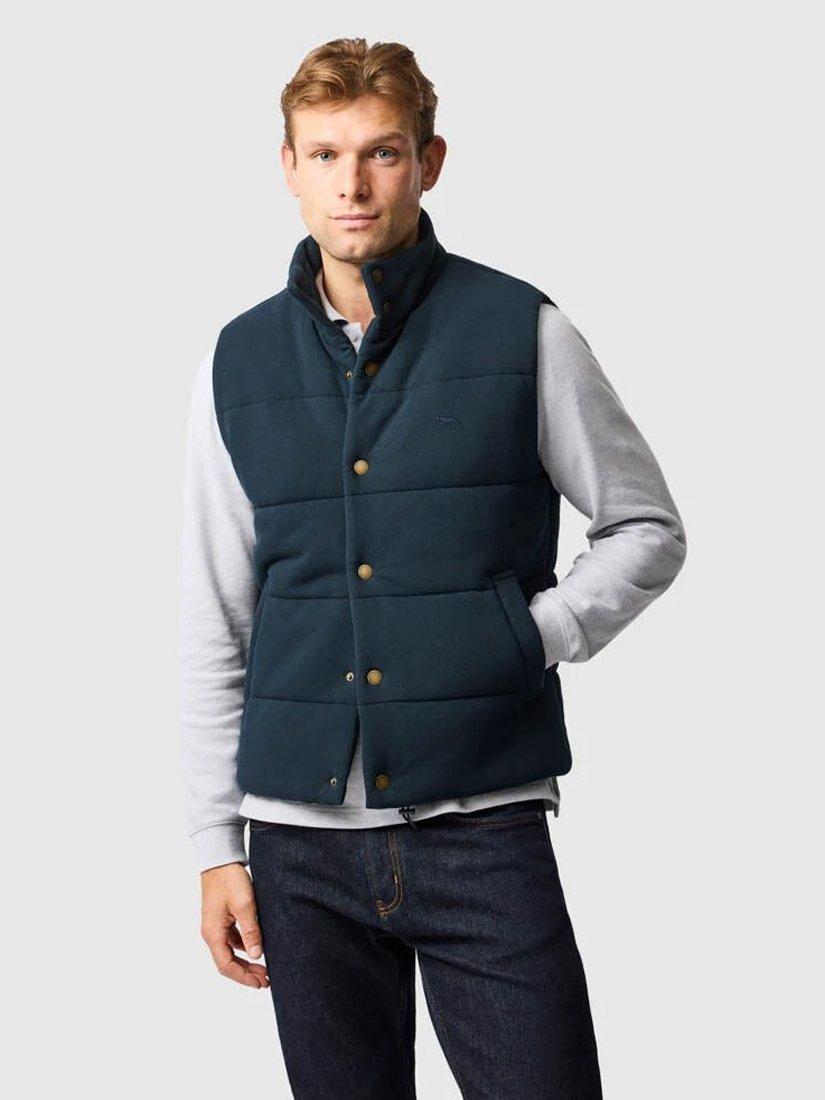 Product image 1 of 6, which shows Rodd & Gunn Lake Ferry Padded Pique Cotton Gilet, Midnight, XS