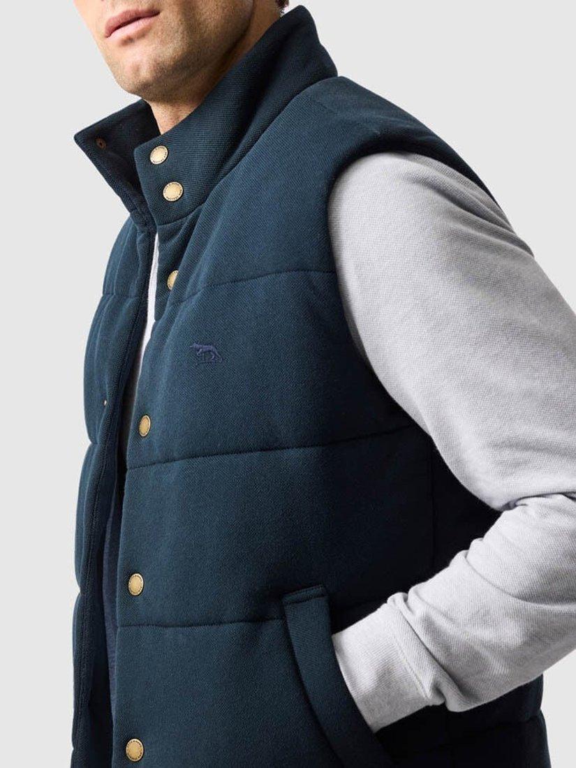 Product image 4 of 6, which shows Rodd & Gunn Lake Ferry Padded Pique Cotton Gilet, Midnight, XS