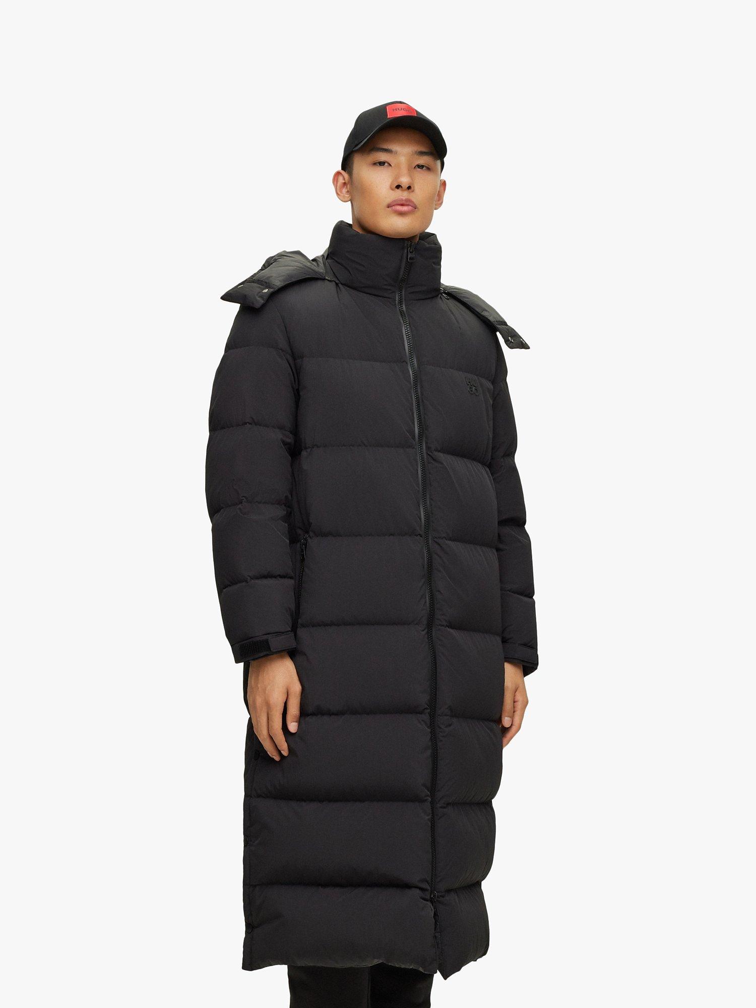 HUGO Long Down Puffer Jacket, Black