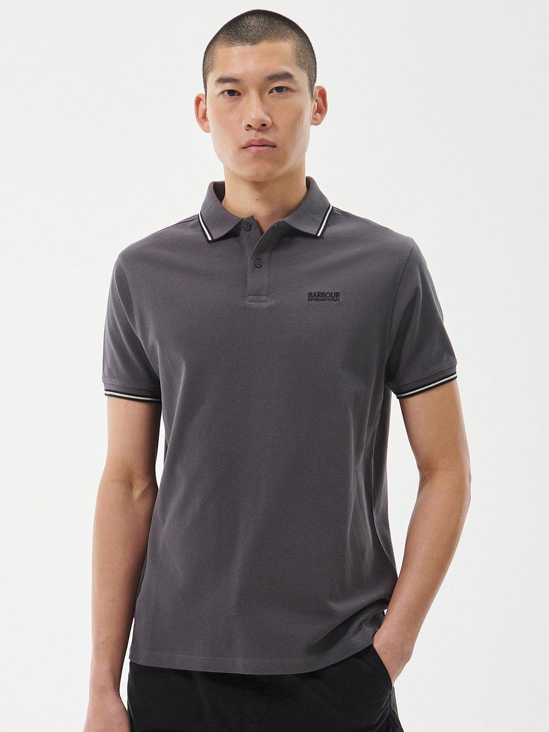 Barbour International Rider Tipped Polo Shirt, Asphalt
