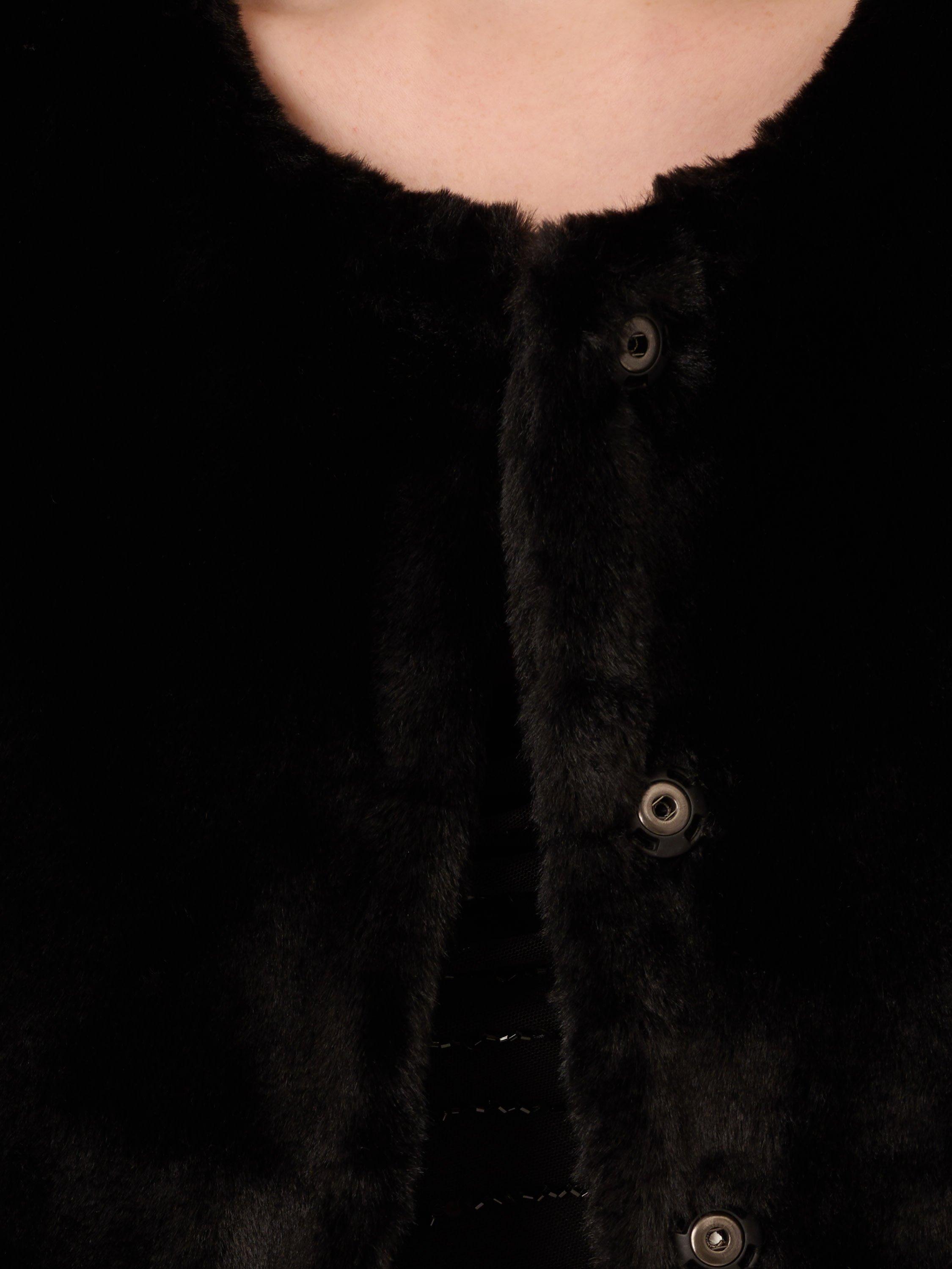 Product image 5 of 7, which shows Adrianna Papell 3/4 Sleeve Faux Fur Jacket, Black, L