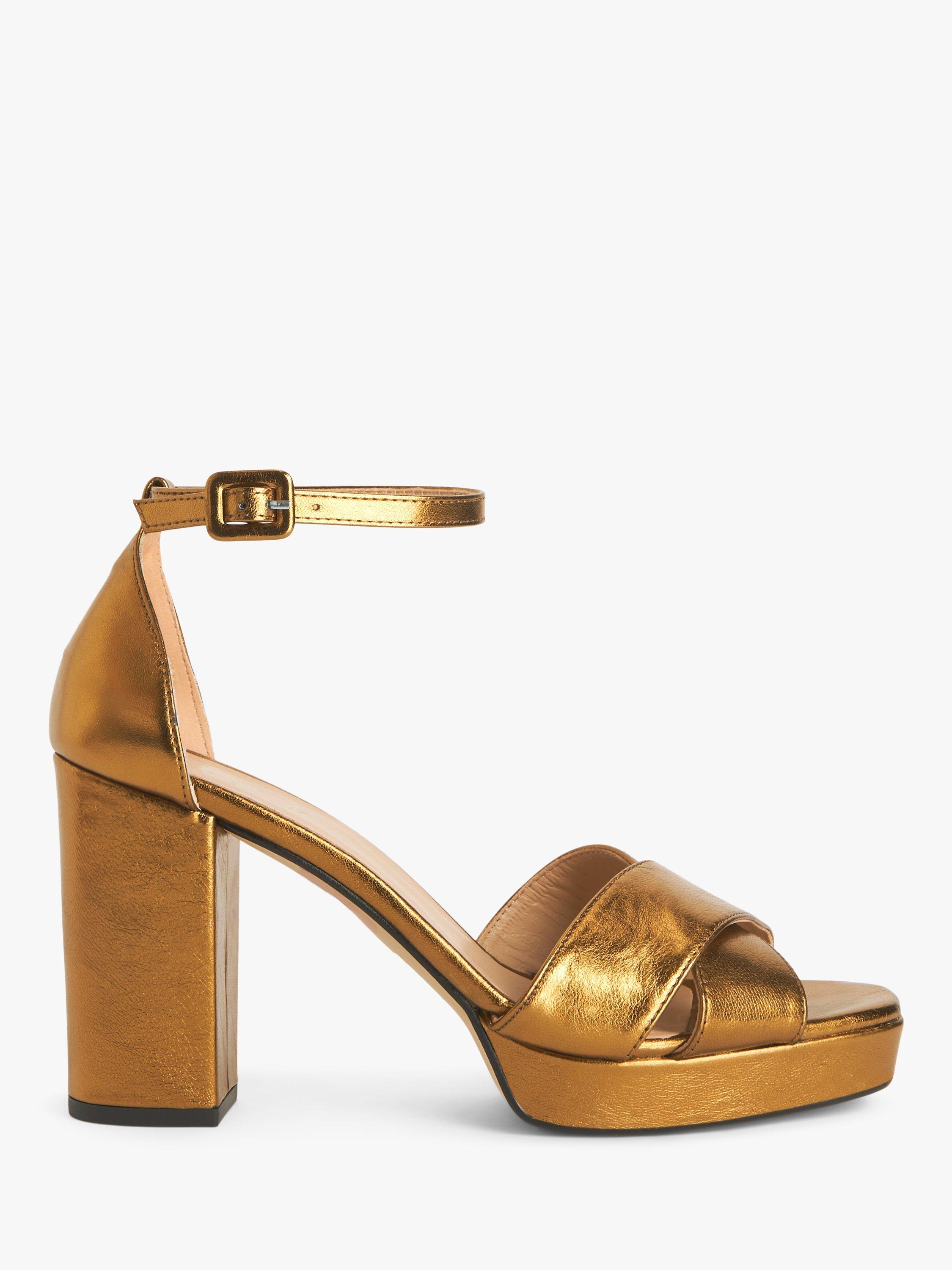 John Lewis Mallorie Leather Cross Strap Platform Sandals