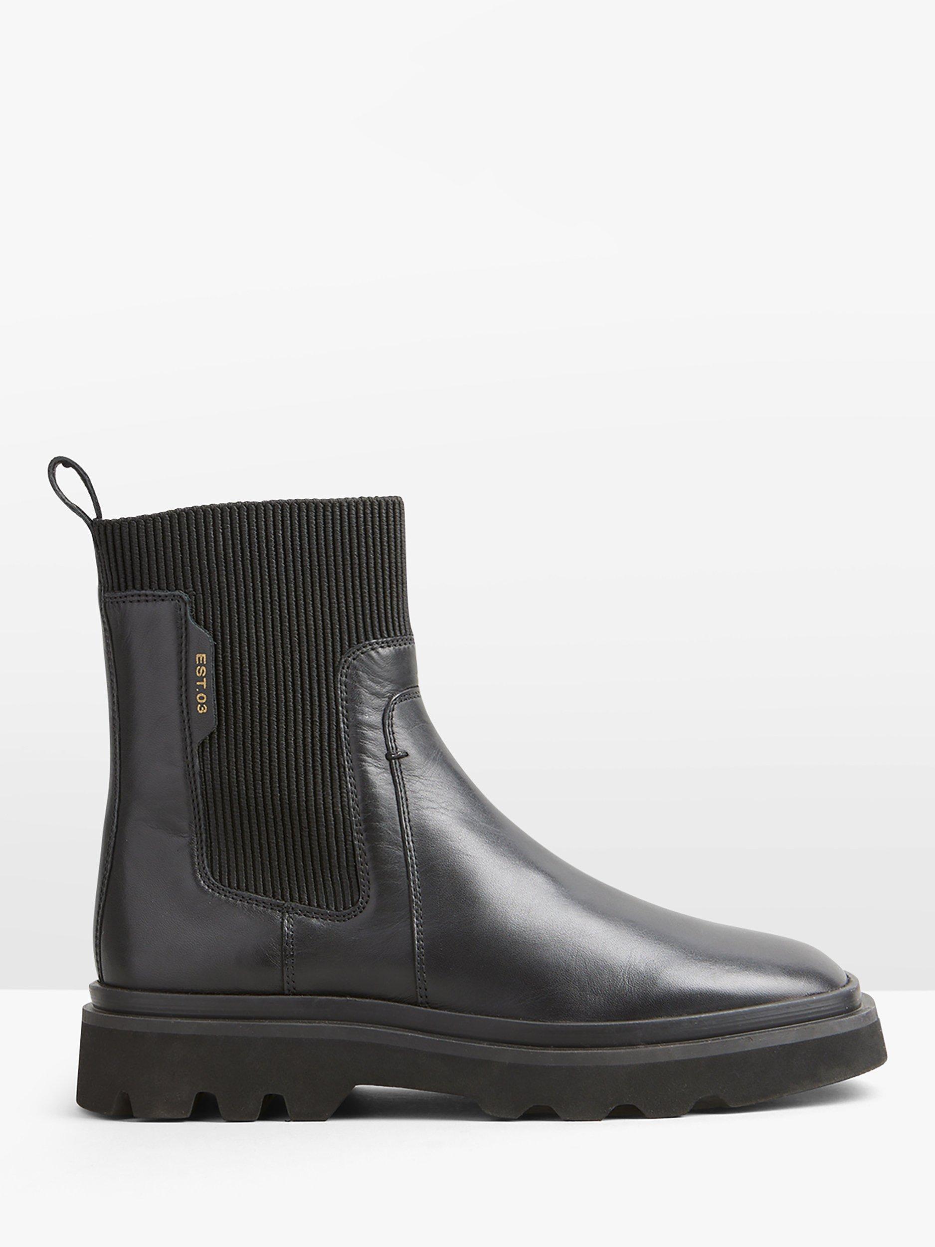 HUSH Pacey Chunky Leather Chelsea Boots Black