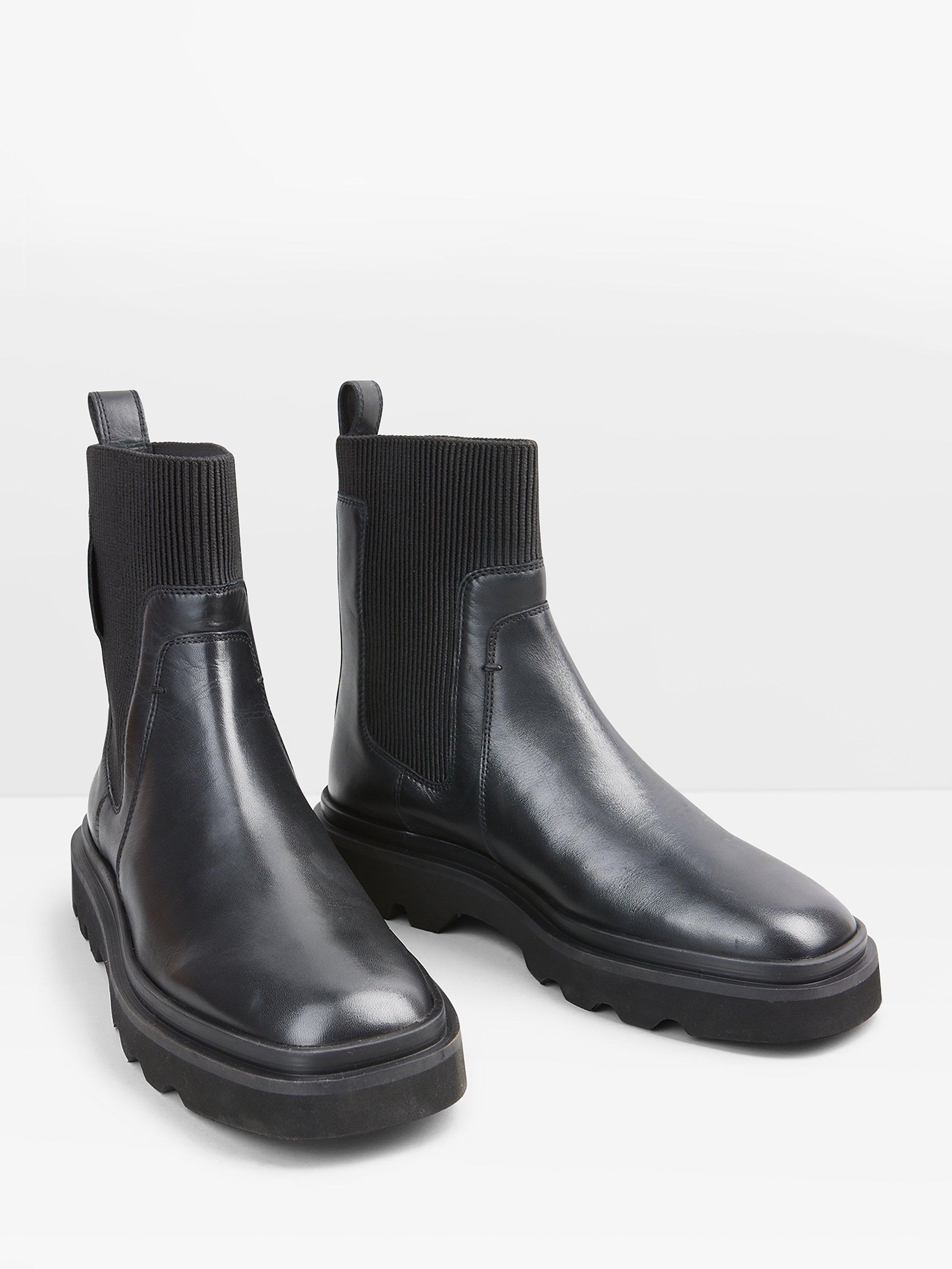 HUSH Pacey Chunky Leather Chelsea Boots Black