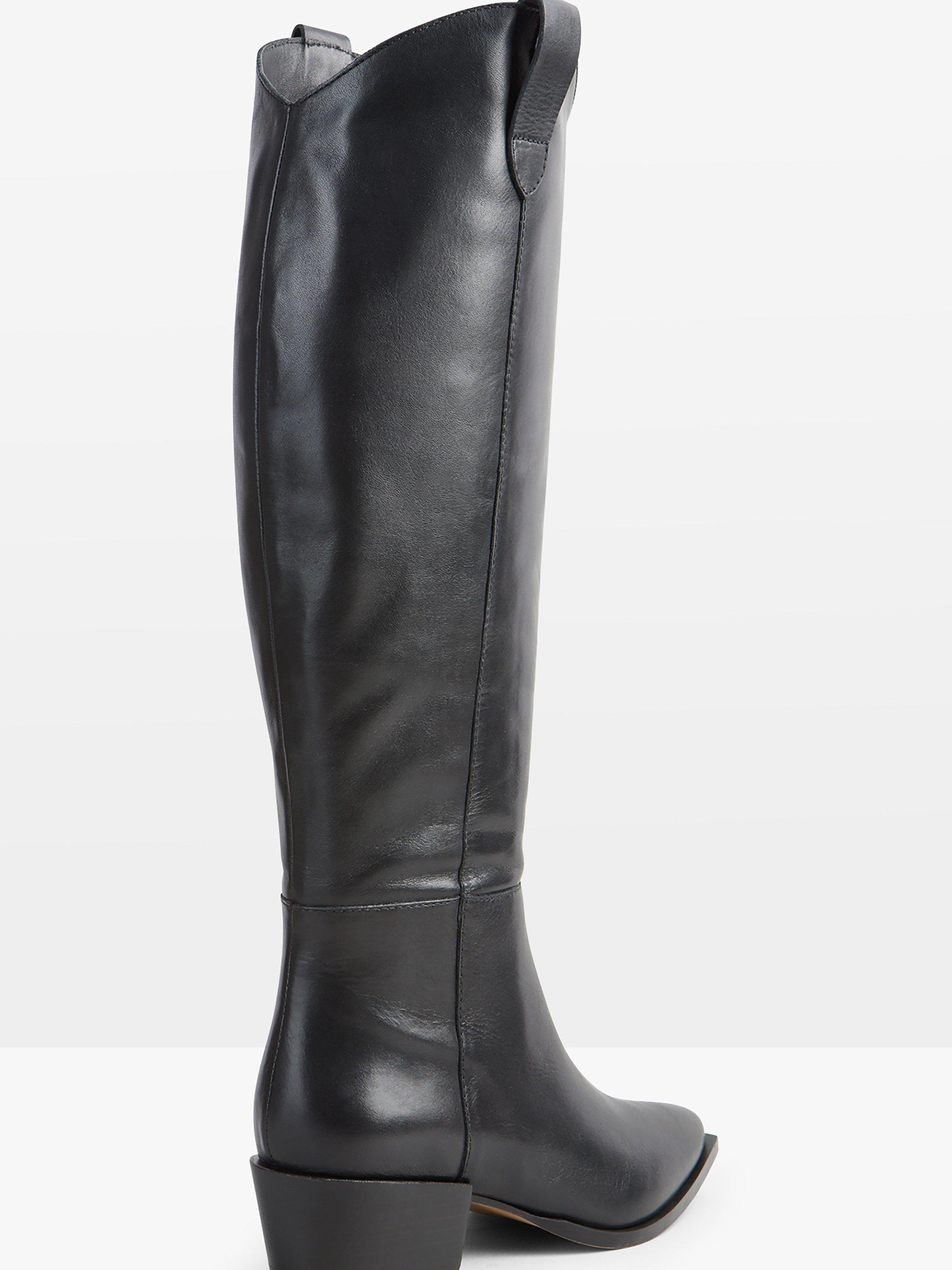 Product image 2 of 5, which shows HUSH Hailey Leather Western Knee Boot, Black, 5